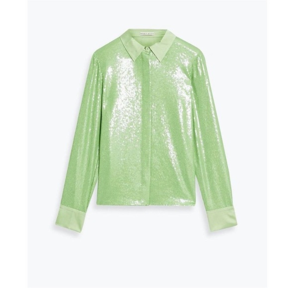 Alice + Olivia Willa Sequin Blouse - Picture 2 of 15